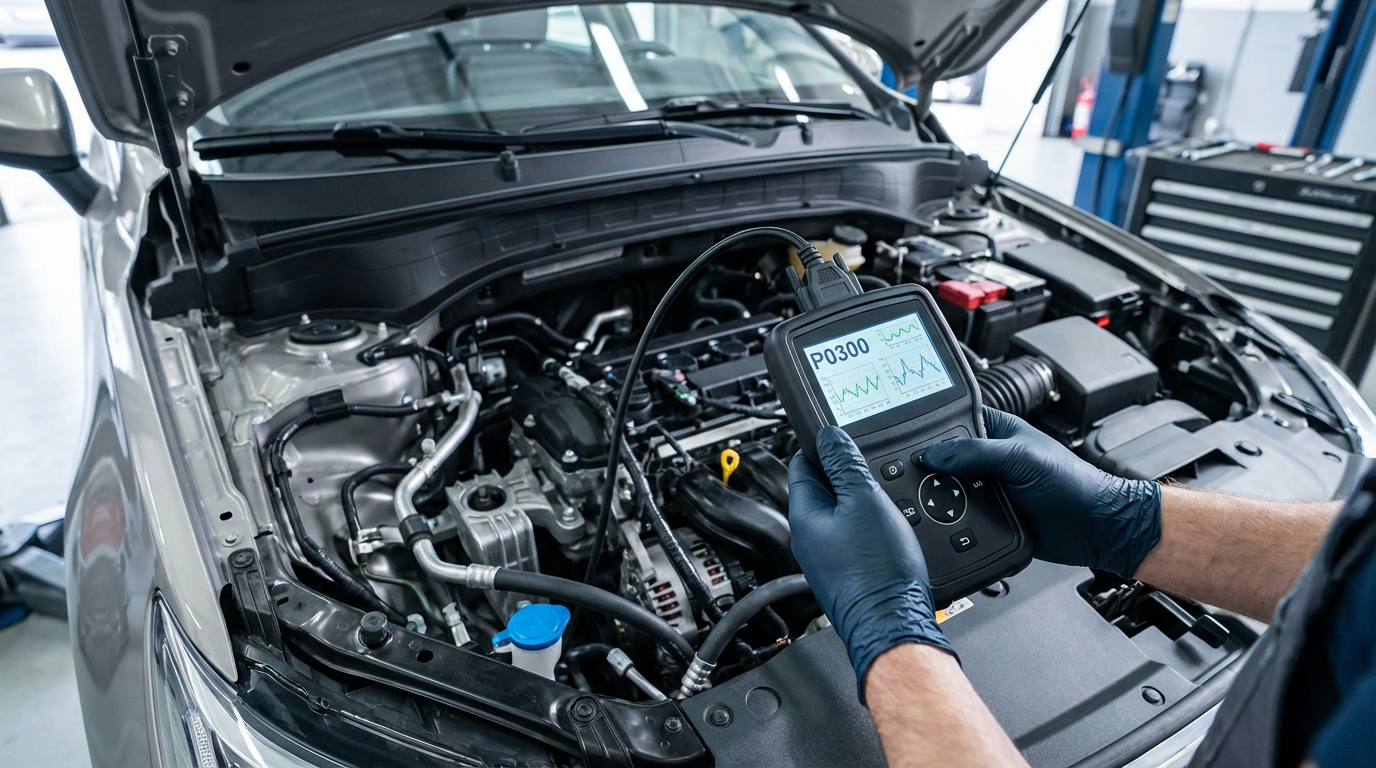 Diagnóstico de falha de motor com scanner automotivo